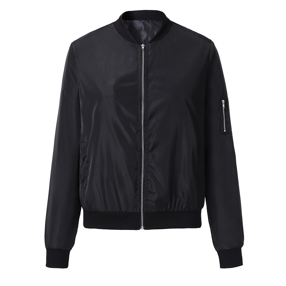 draussen Sport Jacke Bluse Frauen Mantel Klassische Stepp Jacke Kurze Bomber Jacke Streeswear Mantel Herbst Weiblichen: Schwarz / XL