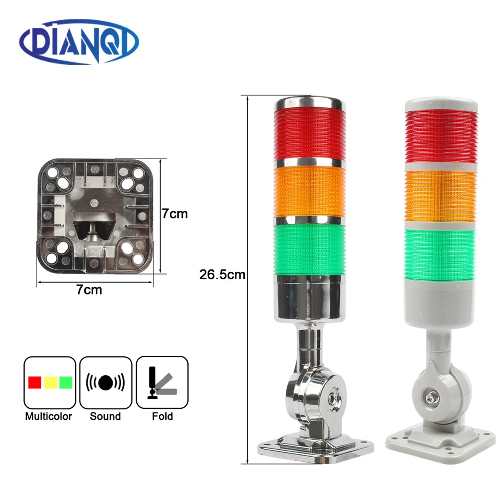 Voyant d'avertissement industriel à 3 couches pour machine CNC, DC 24V 12V AC220V 110V, lumière clignotante constante, lumière rotative à 180 piles