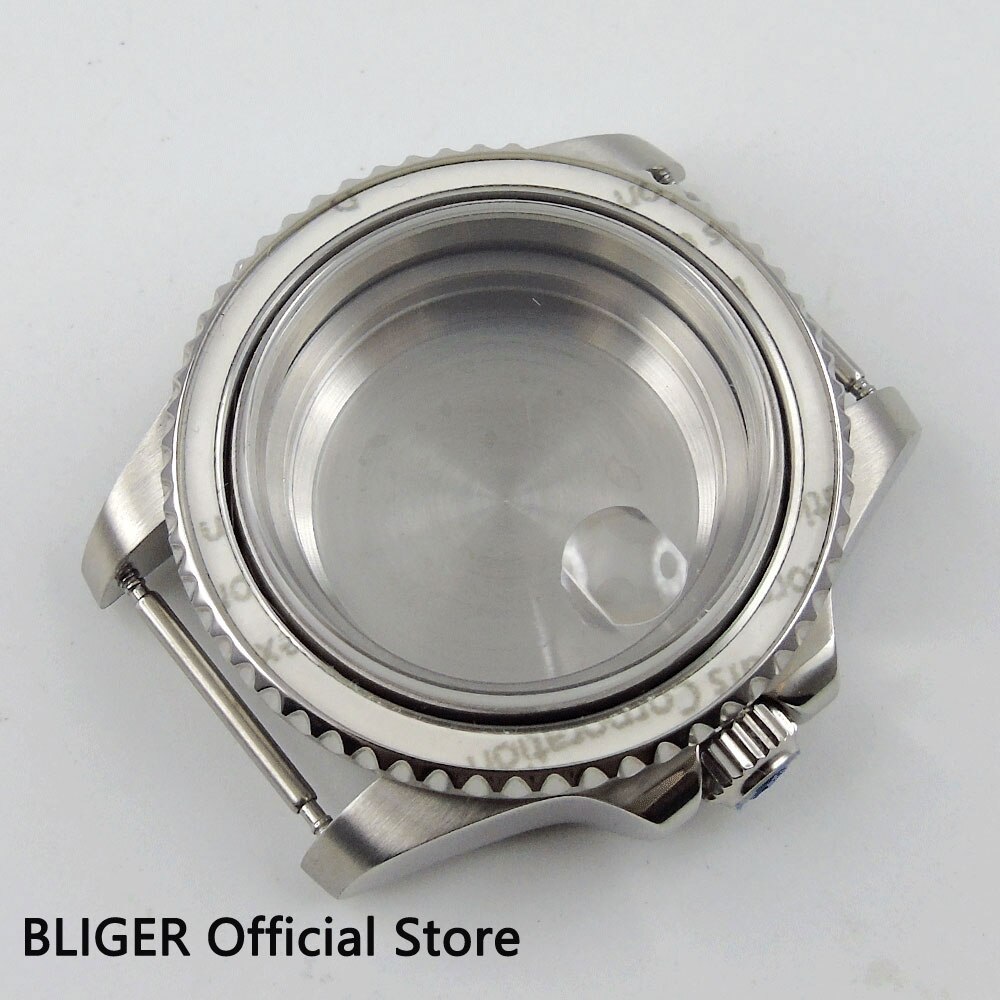 40 Mm Bliger Luxe Saffierglas Keramische Bezel Solid Roestvrij Stalen Horloge Case Fit 2836 Beweging CA100