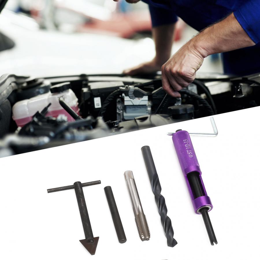 Thread Repair Kit 1/2in-13 UNC with 12Pcs Threaded Insert Hand Tool for Mechanical Maintenance stainless