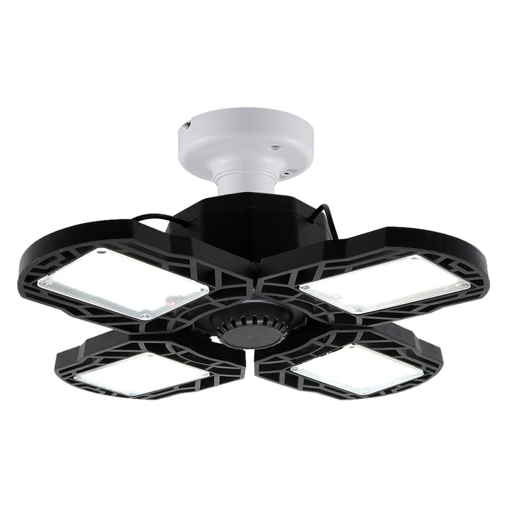 E27 80W Industrial Deformable Lamp Workshop LED Garage Light Hollowed Out Warehouse Motion Sensor Barn Ceiling Easy Install: ABS Black