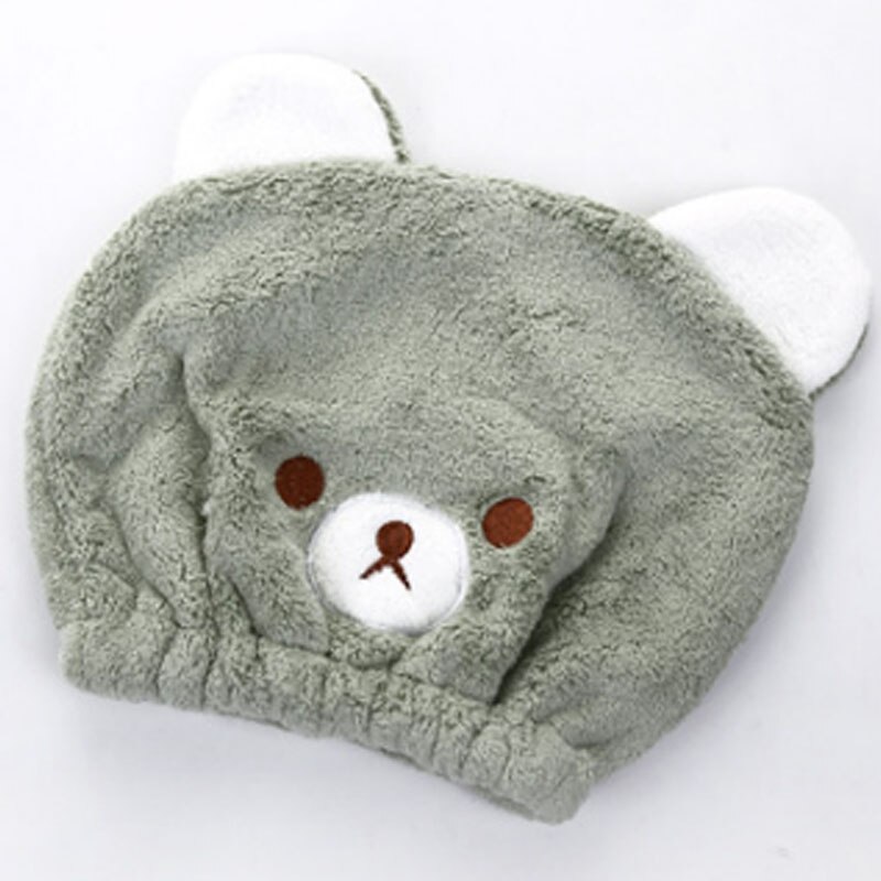 Mignon bébé cheveux sec chapeau serviette séchage rapide bonnet de douche fort absorbant séchage doux dessin animé enfants: Green