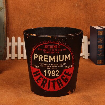 27cm retro Altpapier Korb Kreative PU Leder Bar Mülleimer Mülleimer Gargabe Warst Papier Jahrgang Korb Ohne Deckel: 1982