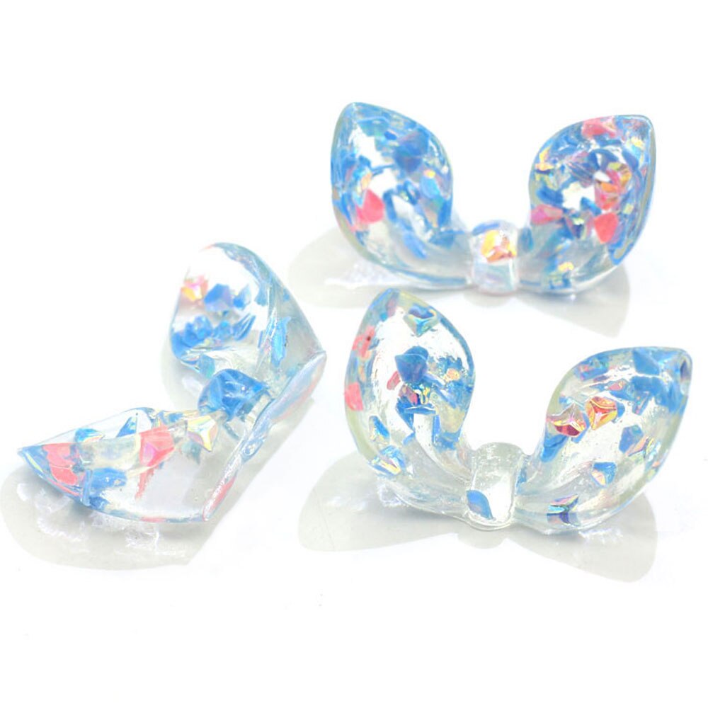 20/50 stuks 3d glitter konijnenoren strik kawaii flatback hars cabochon knutselen diy haarstrik decoratie benodigdheden embellishmen: 5 / 10 x 16 x 27mm-20 stuks