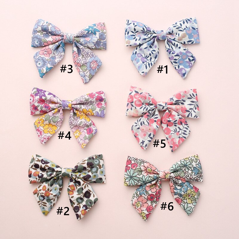 Pinzas para el pelo con estampado Floral para niña, pasador de pelo para niña, pasador de algodón Liberty, accesorios para el cabello de verano, 2 unids/set por juego