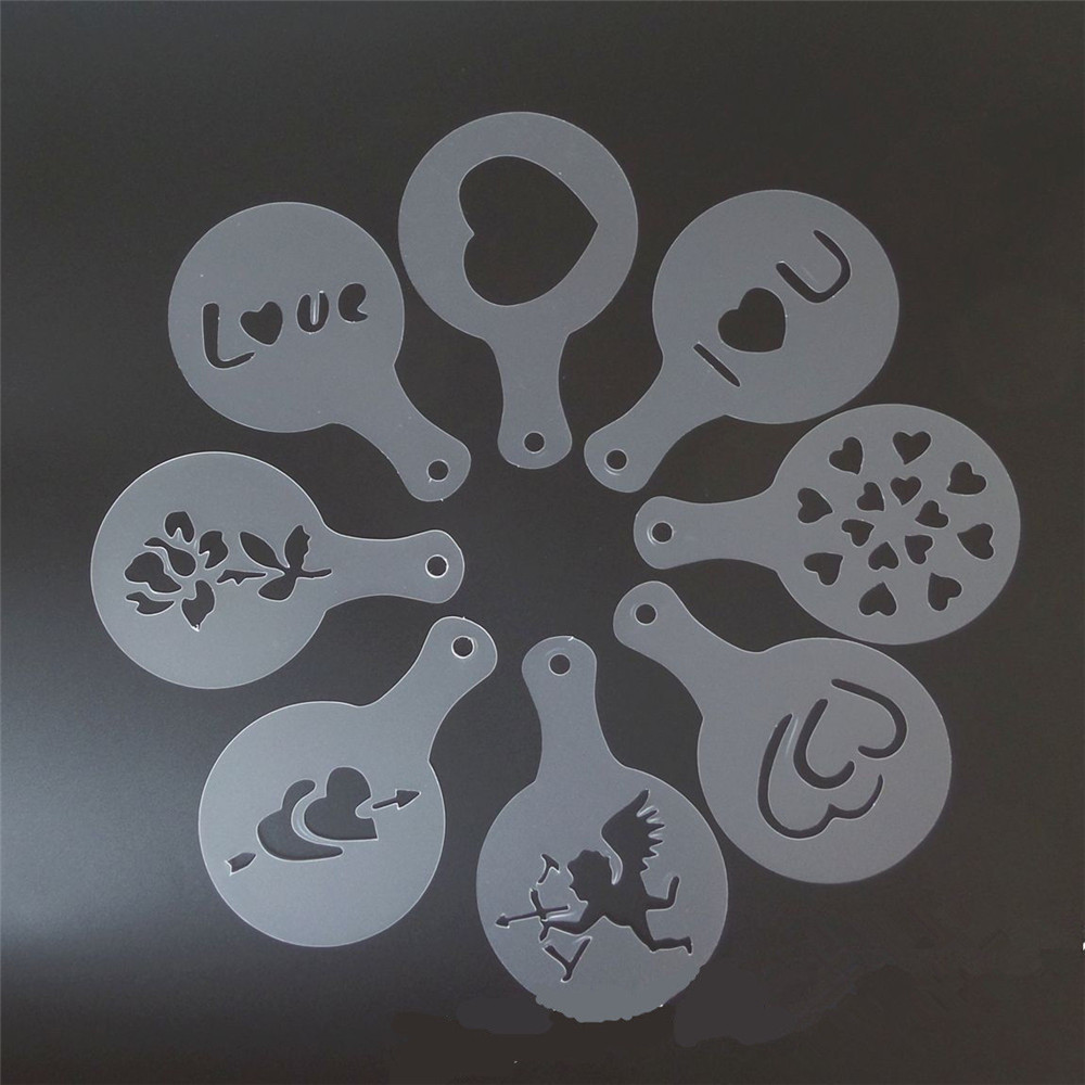 8Pcs Koffie Latte Cappuccino Barista Art Stencils Cake Stofdoek Sjablonen Koffie Gereedschap Accessoires Gusto Nespresso Zavarnik Dolce: Valentine Day