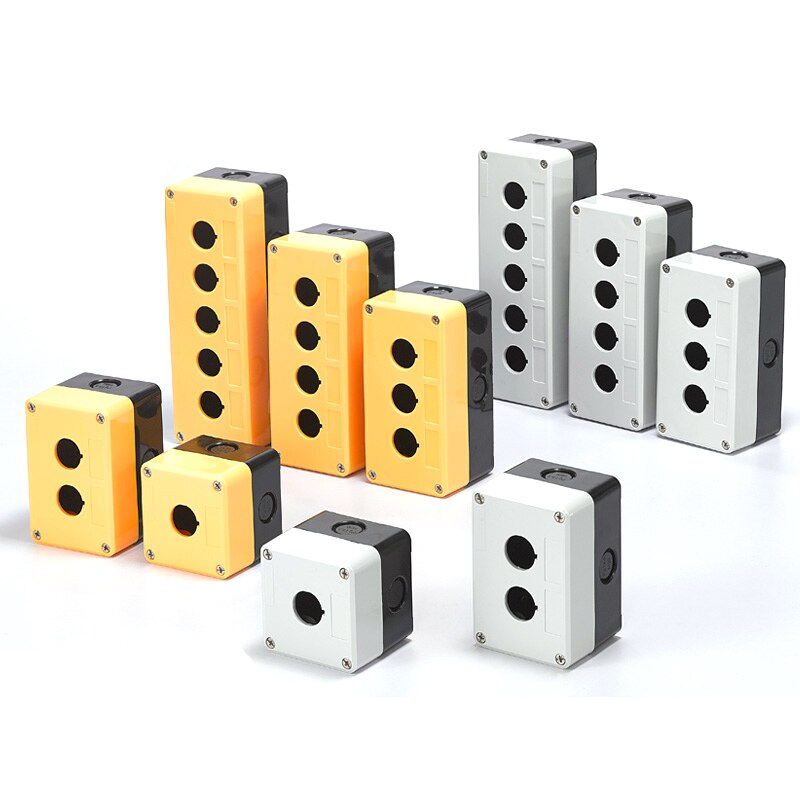 Boîte à boutons étanche, boîtier de commande d'interrupteur, boîtier à indicateur d'interrupteur industriel, coque jaune, coque grise, 22mm, 12345 trous
