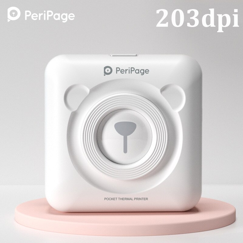 PeriPage A6 Pocket Printer Portable Thermal Bluetooth Printer 203/304 DPI Photo Printer for Android iOS PC Label Maker Machine: 203dpi White