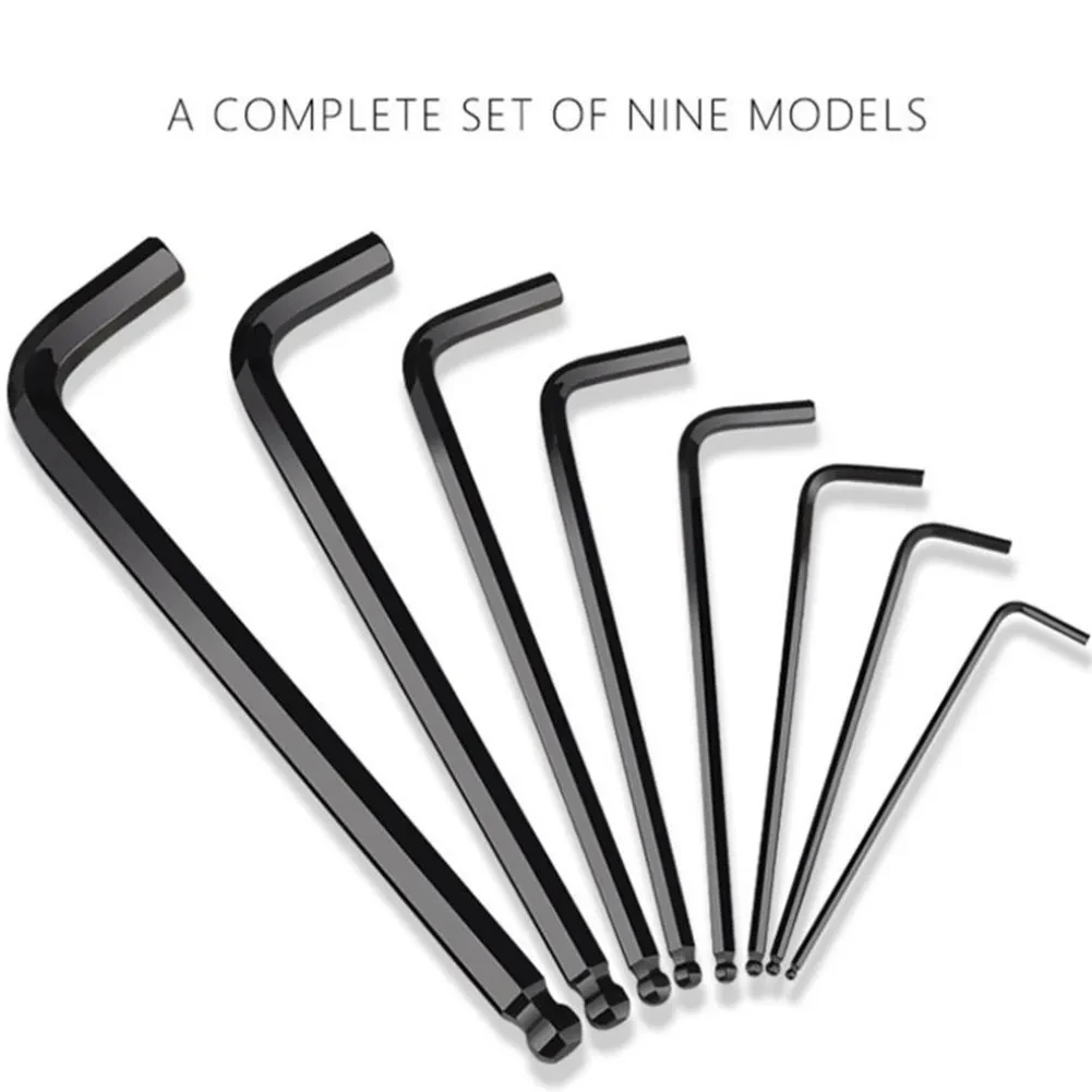 Juego de 9 Uds de llaves hexagonales, herramienta de llave Allen, llave cuadrada Torx, extremo de bola larga Hexagonal interior, llave L de 1,5 - 10mm con mango en T