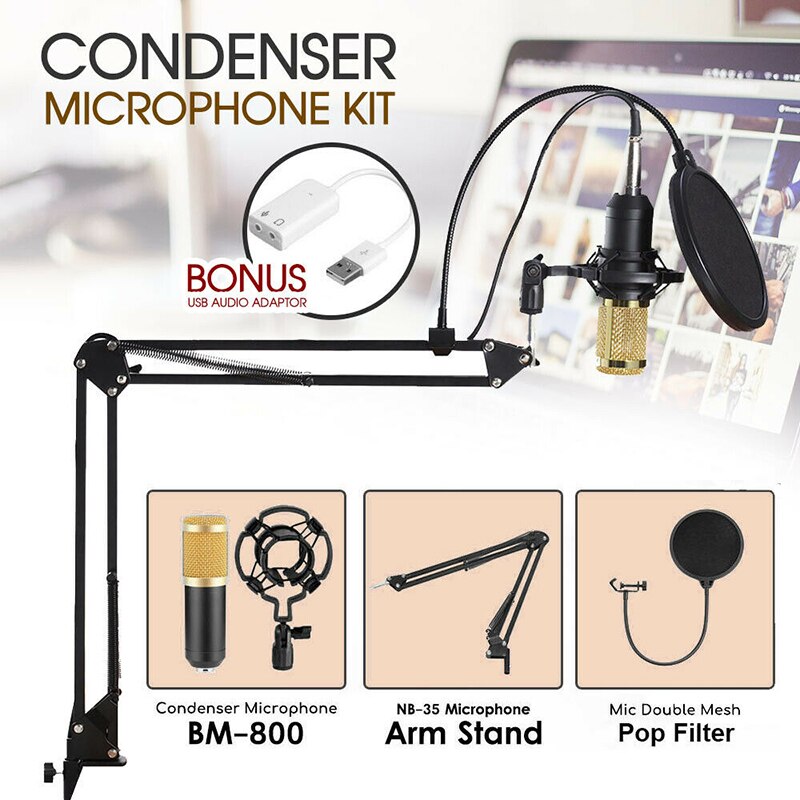 BM-800 Kondensator Mikrofon Bluetooth Kopfhörer Kopfhörer Mikrofon Bausatz Mic Stand Live Klang Effekte Prozessoren