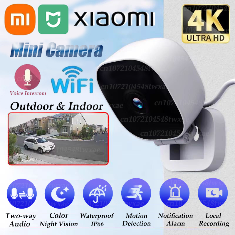 Xiaomi-cámara de seguridad 4K, Mini Monitor WiFi a todo Color, visión nocturna, detección de movimiento, vigilancia impermeable IP65 con Audio bidireccional