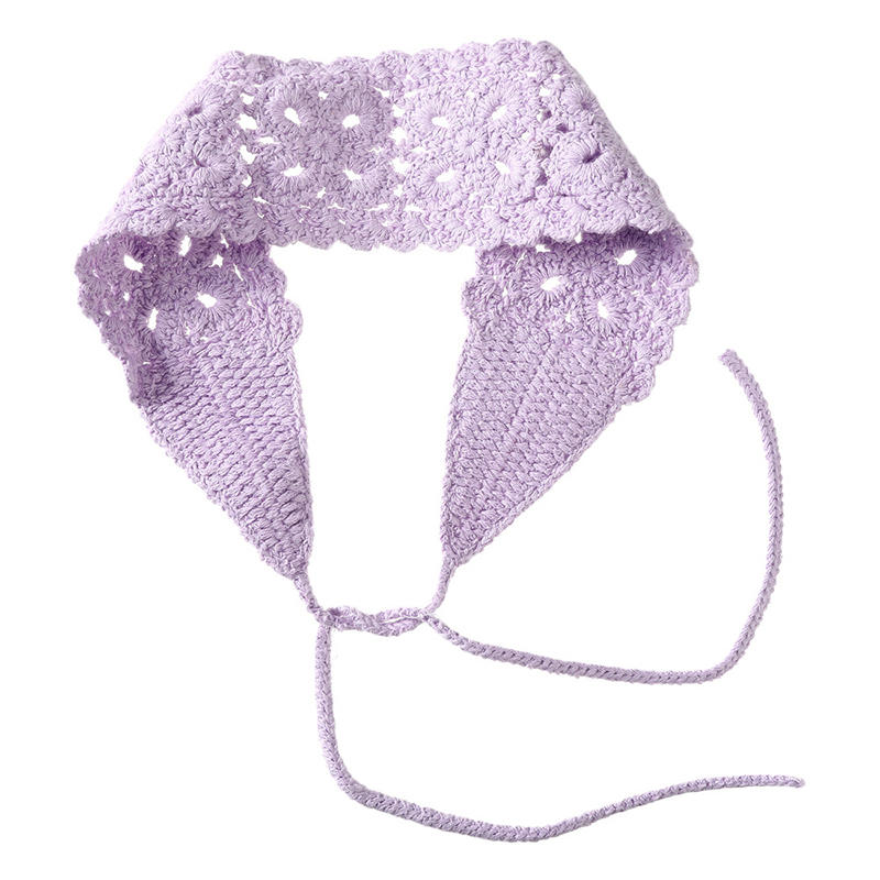 Enfärgade virkade hårband med blommor, stickat hårband för kvinnor, bandanas, huvudbonader, hårband för flickor, håraccessoarer: Svart