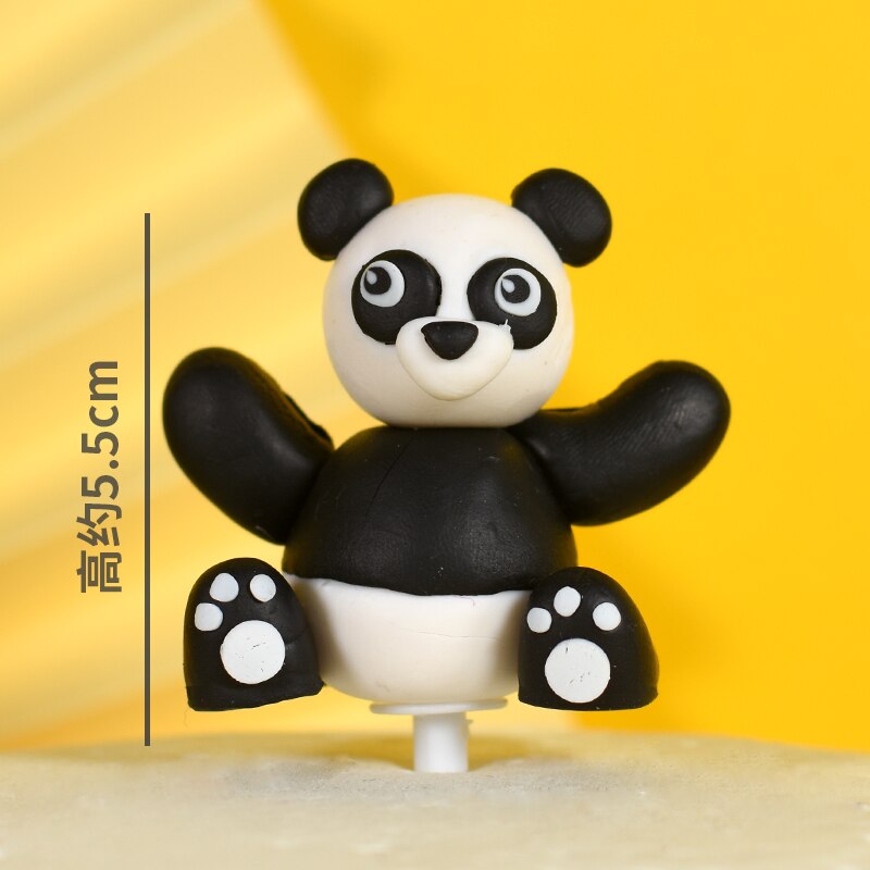 Cakelove 1pcs Party Cake Topper Cute Cartoon Animal Decor Ceramic Process Kids Baby Birthday Party Decoration Animals: panda