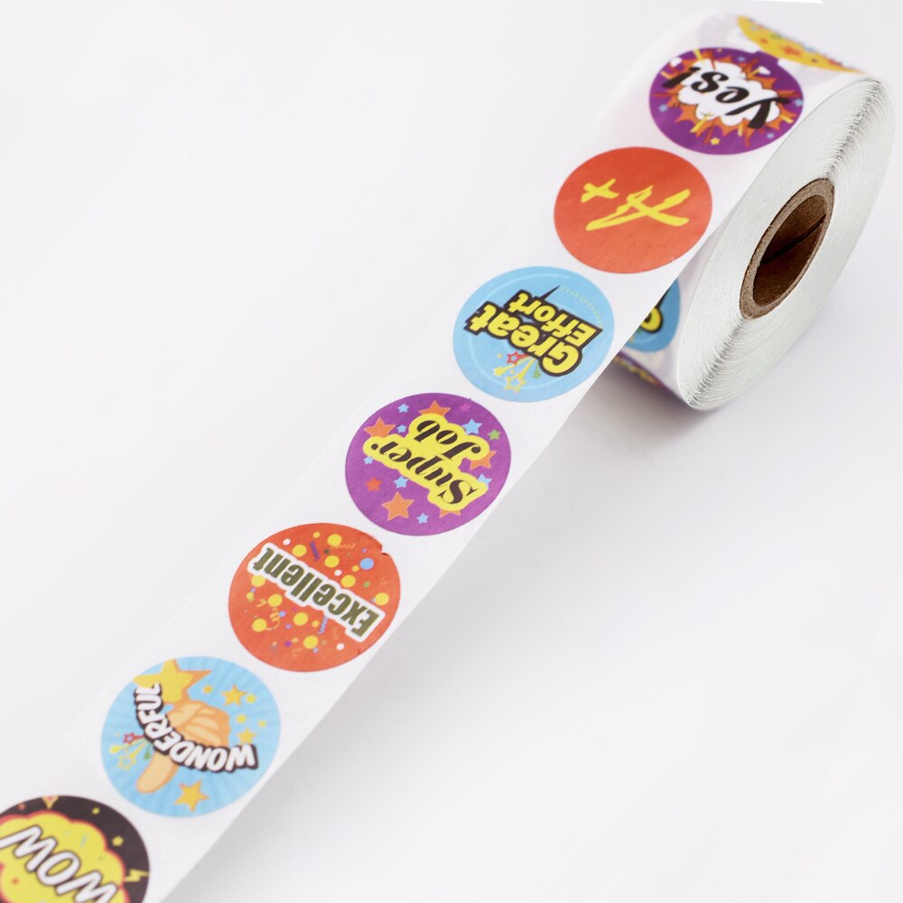 500pcs Cartoon Words Stickers 1 inch Reward Sticker For Teacher Encouragement Children Face Label Stickers for Reward Kids