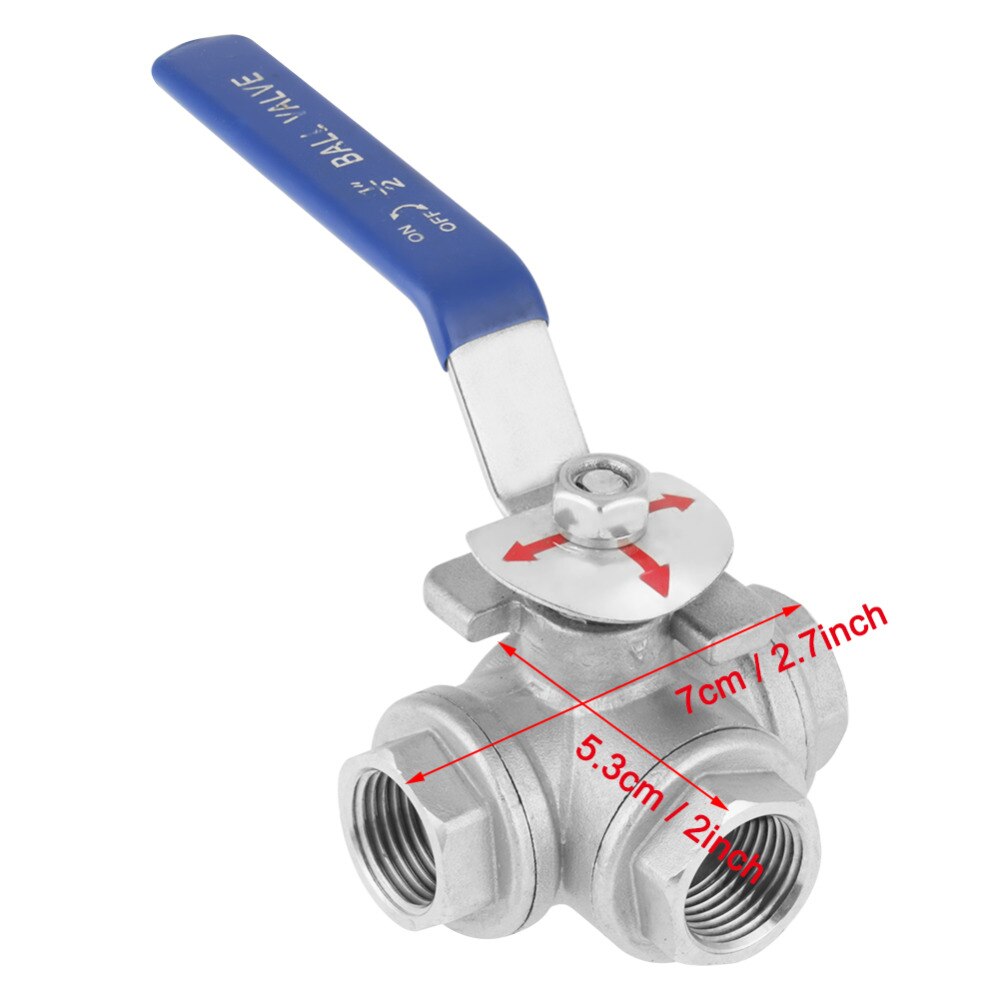 Ball Valve Stainless Steel SUS304 Ball Valve Three-way Type Female Thread DN15 Water Ball Valve Pipe T-port