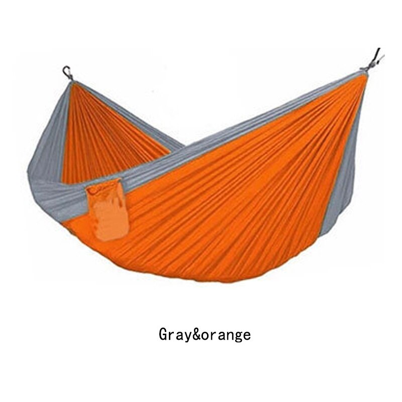 Parachute double hammock hanging bed Nylon durable ultra-light Sleeping Bed Swing Outdoor Camping tent Travel 2 Persons 2.7x1.4m: gray orange