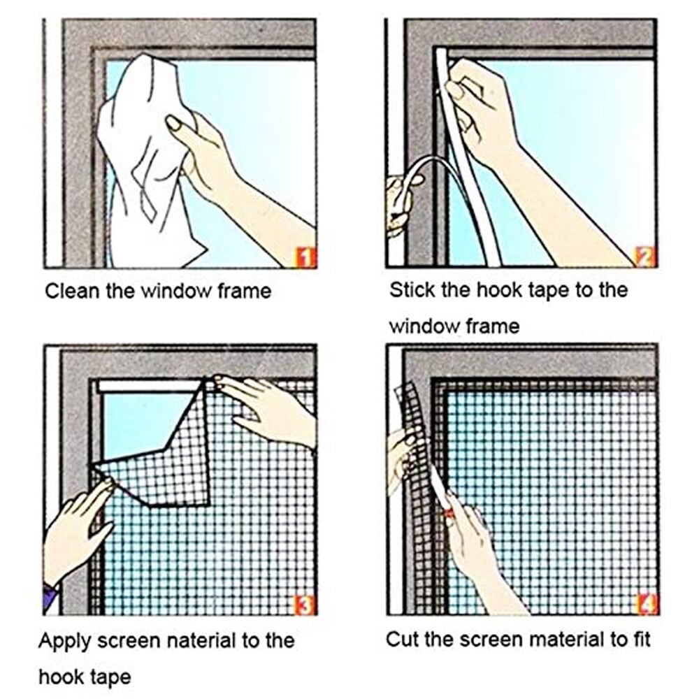 Window Screen Mosquito Net Curtain Fly Mosquito Window Net Mesh Indoor Insect Fly Screen Curtain Mesh Bug Net with Tape