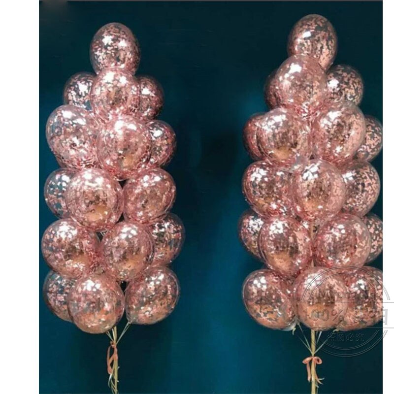 Rosa guld ballonger stjärna hjärta folie ballong bröllop födelsedag dekorationer transparent konfetti ballong födelsedagsfest dekoration