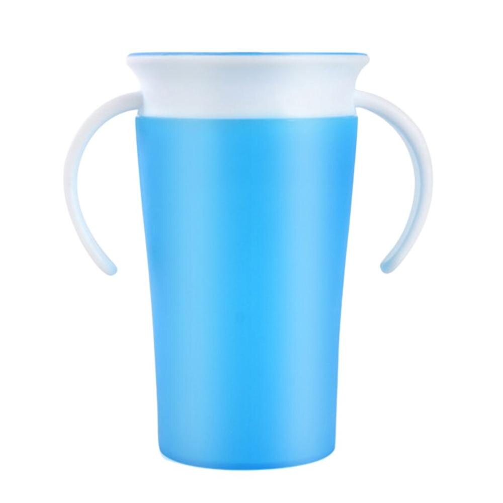 Baby Leren Drinkbeker 360 Graden Water Melk Stro Fles Met Handvat Lekvrije Veilig Leren Drinken Training Cup: blue