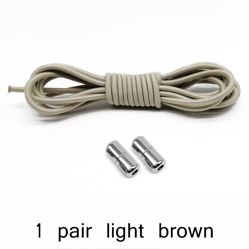 Cordones de zapato elásticos con cerradura de Metal para niños y adultos, Cordones redondos para zapatillas, cordones rápidos, tiras de zapatos perezosos, sin atar, Z051: light brown