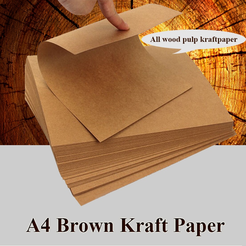 A4 Brown kraft paper Cardstock Paperboard Handmade DIY Package Watercolor Painting Origami crafts 20 50 sheets pack