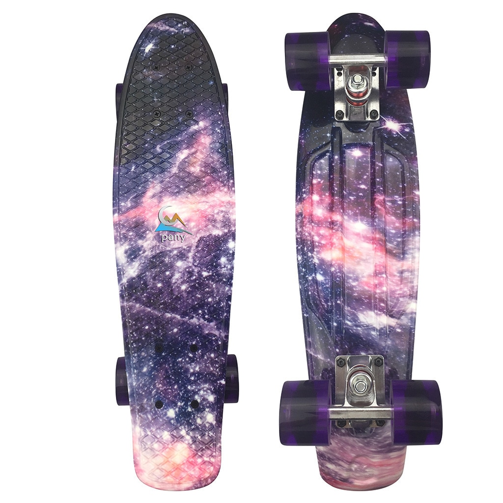 22 pouces quatre roues Mini Longboard couleur Pastel Skate Board skateboard 4 roues rétro Skateboard pour adultes adolescents enfants #0626G30