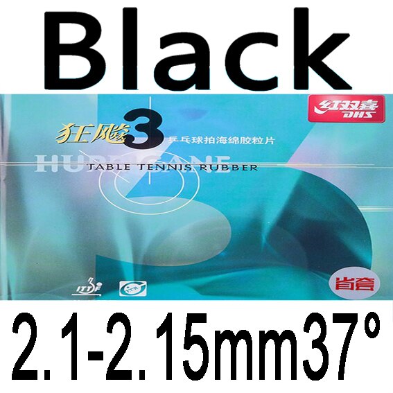 Dhs furacão provincial 3 neo 37 graus backhand pips-no tênis de mesa de borracha ping pong espinhas com esponja tenis de mesa: black 2.1-2.15mm37H