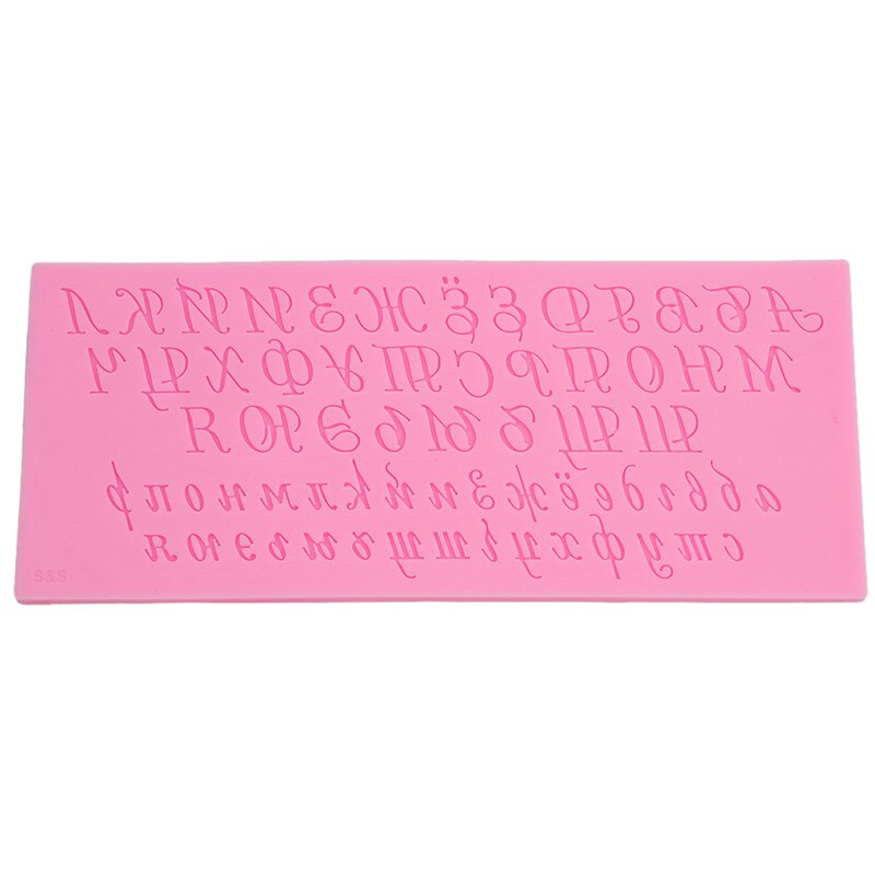 Chocolate Mould Russian Hand Writing Alphabets Script Letters Fondant Cake Mold Capital Lower Case Kitchen Baking Cake Tools
