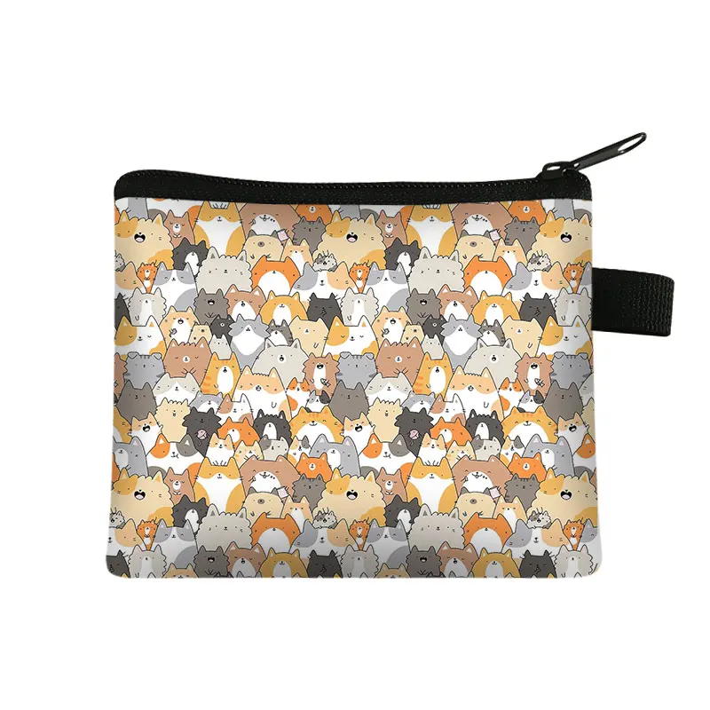 Simpatico gattino gatti/cuccioli stampa portamonete per adolescenti borse da scuola per bambini bambini donne per viaggio borsa portamonete d'argento portatile: lqbxchongwu02