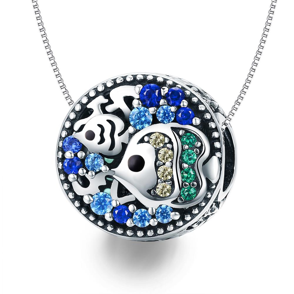 DALARAN 925 Sterling Silver Charms Blue Moon Star Beads For DIY Enamel Fine Jewelry Making Fit Original Charm Bracelets Necklace