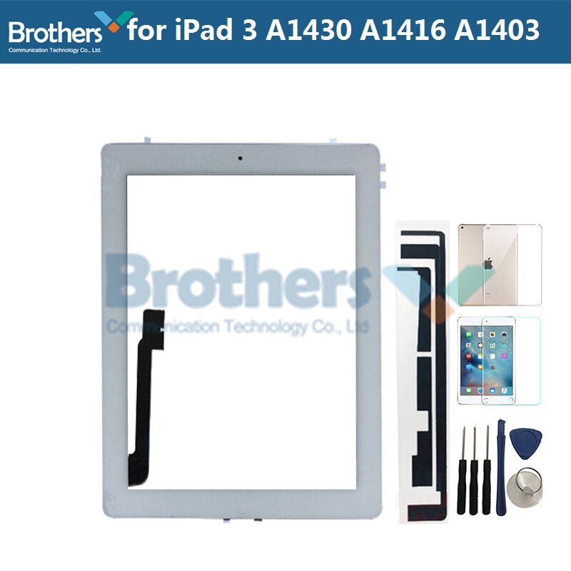 9.7 For iPad 3 A1416 A1430 A1403 Touch Screen Digitizer Sensor Glass Panel Tablet Replacement For iPad 3 Screen With Home Button: White Full Gift