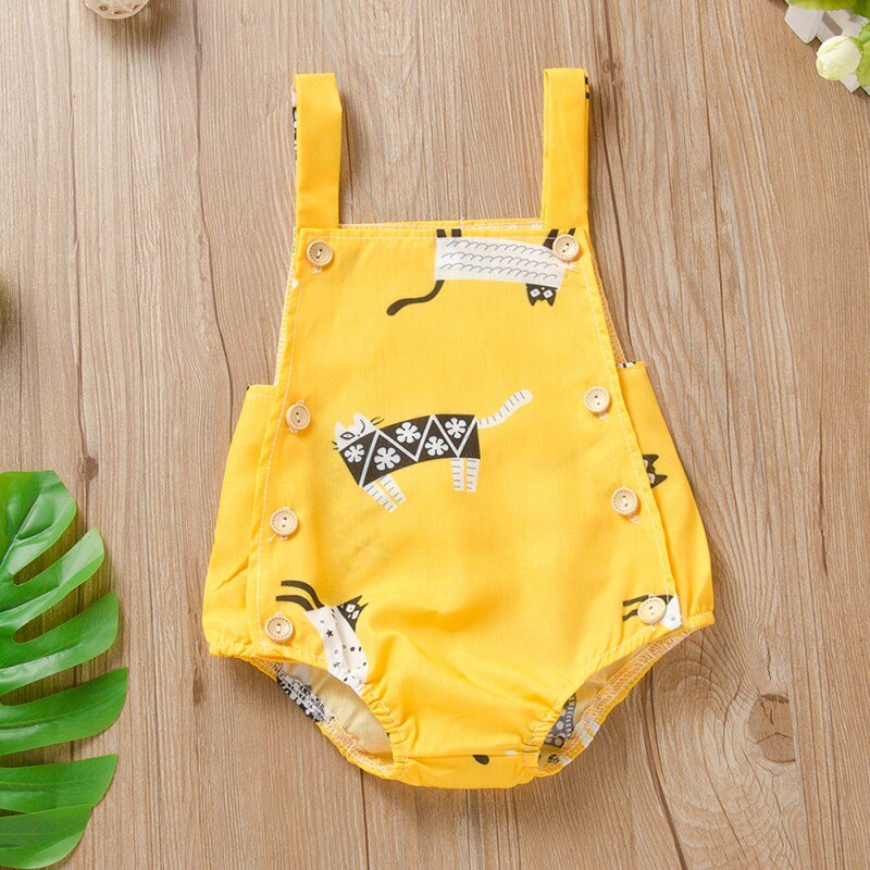 Été bébé garçons filles body coton sans manches dessin animé imprimé fronde combinaison une-pièce vêtements