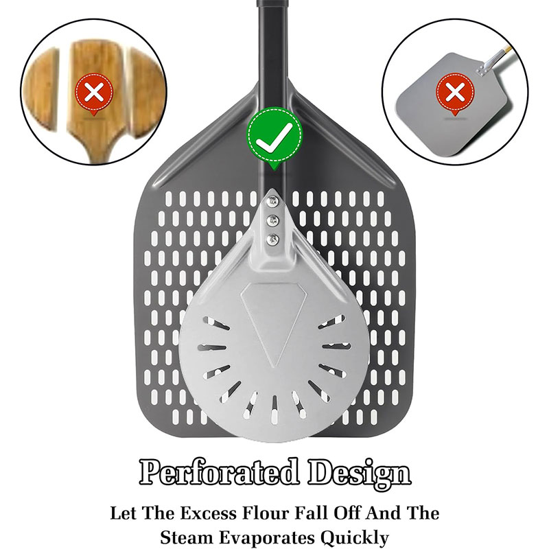 Pala per spatola per Pizza professionale in metallo di alluminio perforato da 7/9/12 pollici per accessori per forno per Pizza fatto in casa