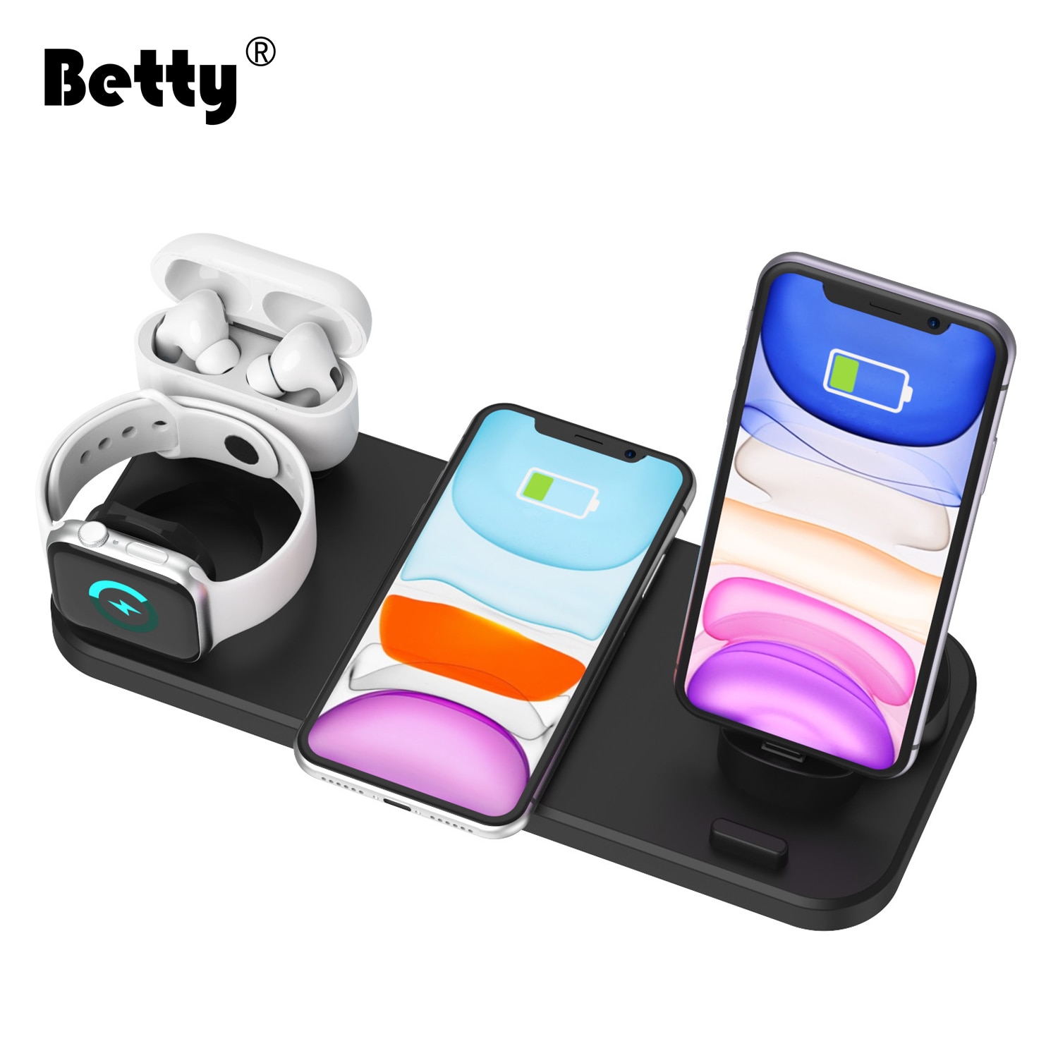 Betty Drahtlose ladegerät Faltbare Lade Dock Station Für IPhone Samsung Xiaomi Telefon Uhr Airpods Induktion Drahtlose ladegeräte