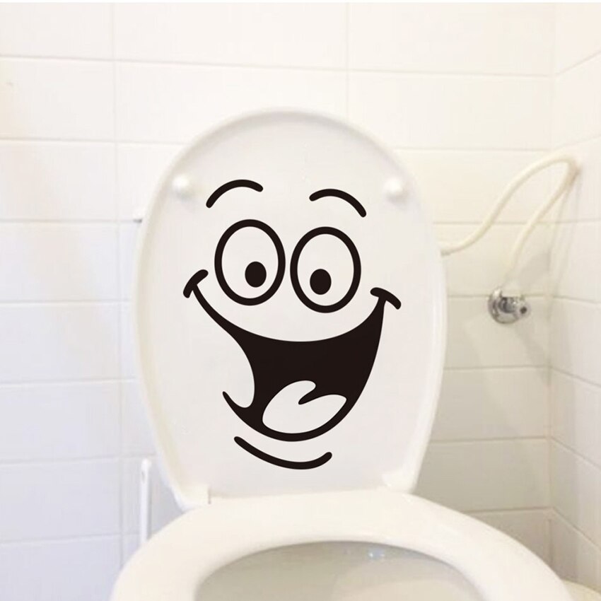 Glad smiley med store øjne klistermærker kunst decals klistermærker, dekoration til toilet væg stue soveværelse køkken hus bildør