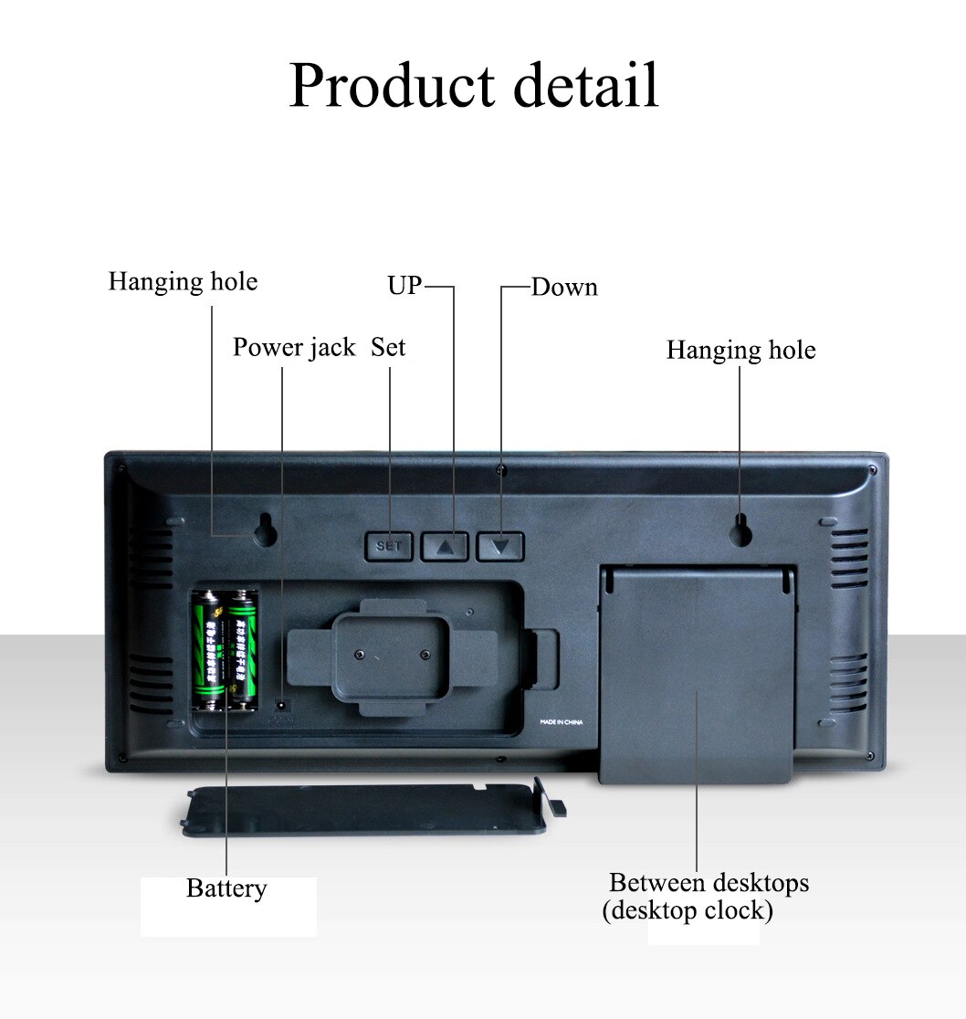 Large screen digital wall clock Electronic LED clock with thermometer memory function clock Living room decoration wall clock