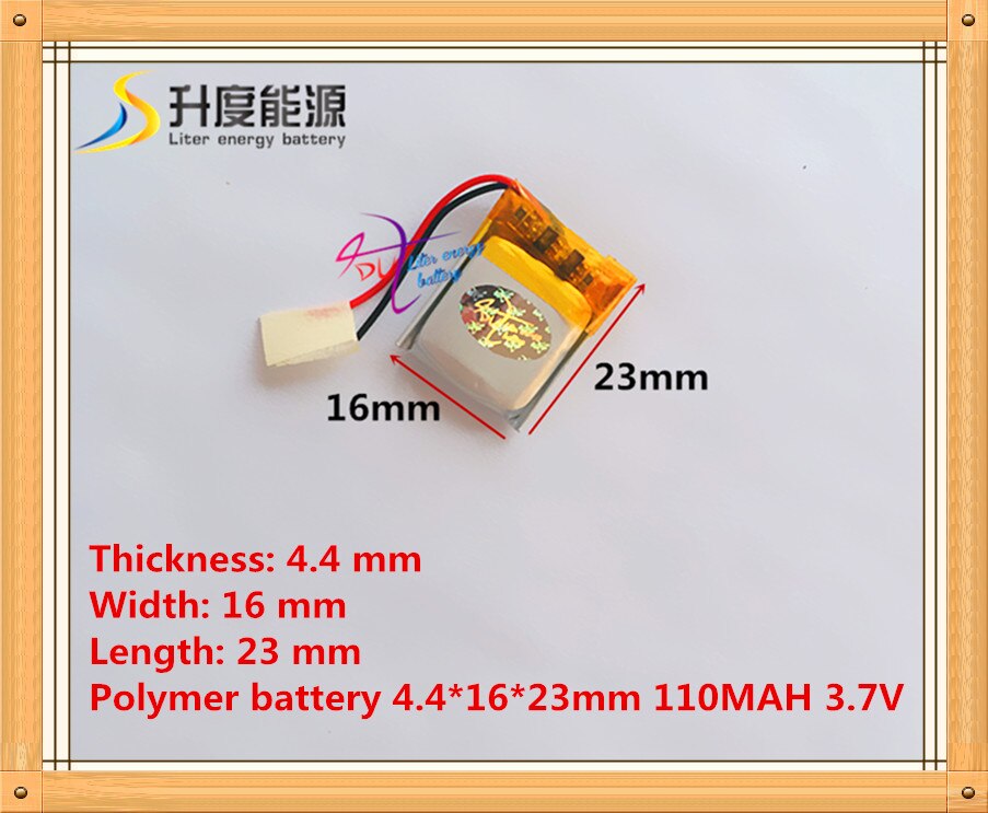 Batterie polymère 3.7V, 441623, 110MAH, Rechargeable, MP3, MP4, MP5, GPS, pour jouet audio