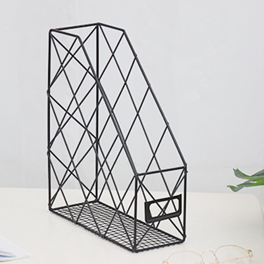 Metal Desktop Office Study Room Books Storage Rack Bookshelf Holder Organizer