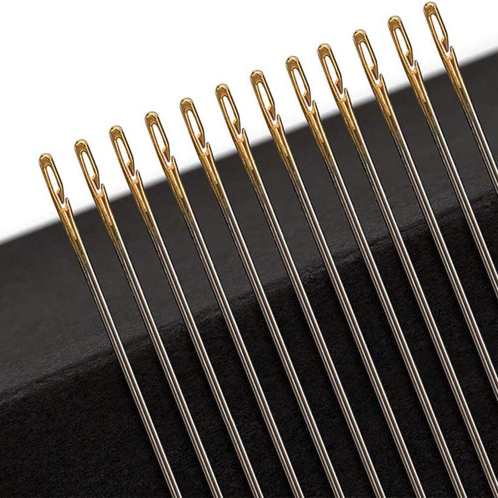 24pcs Self threading Needles Embroidery Stitch Sewing Needle & Wooden Needle Case DIY Needlework Sewing Accessories