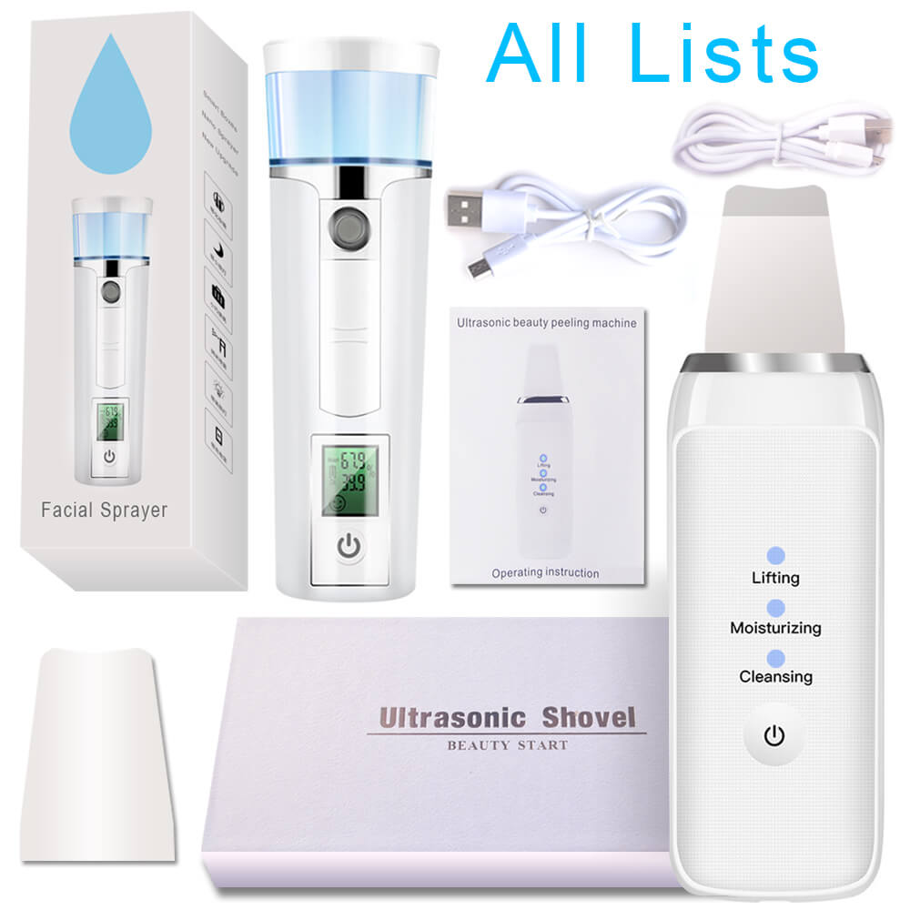 Ultrasonic Deep Face Cleaning Machine Skin Scrubber Remove Dirt Blackhead Reduce Wrinkles spots Facial Whitening Lifting Shovel: Item3 with 2 boxes