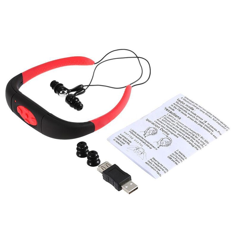 Sport waterdicht 8gb zwemmen duiken onderwater  mp3 speler fm radio oortelefoon