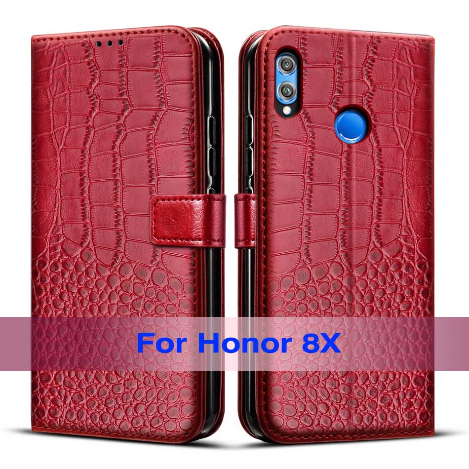 For Huawei Honor 8X Case Cover For Honor8x Case Cute Silicone Magnetic case For Huawei Honor 8X 8 X Phone cover with card slots: Red