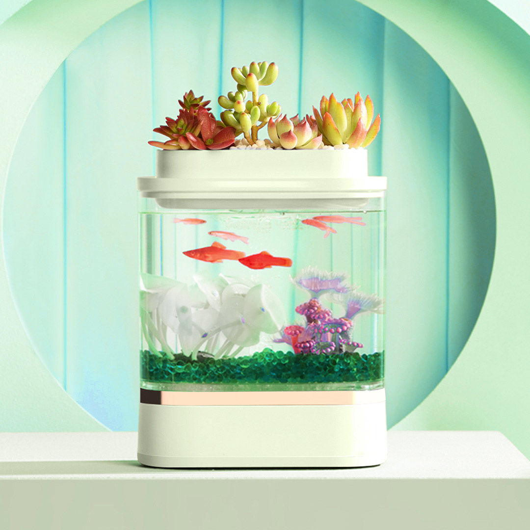 Xiaomi-Mini pecera perezosa PRO, varios LED deslumbrantes, bajo ruido, filtro doble, partible, carga USB, acuario para casa y oficina