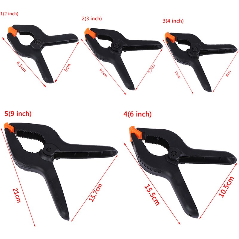 HELTC 1PCS DIY 2/3/4/6/9inch Plastic Spring Clamps Nylon Clamps For Woodworking Spring Clip Photo Studio Background Tools