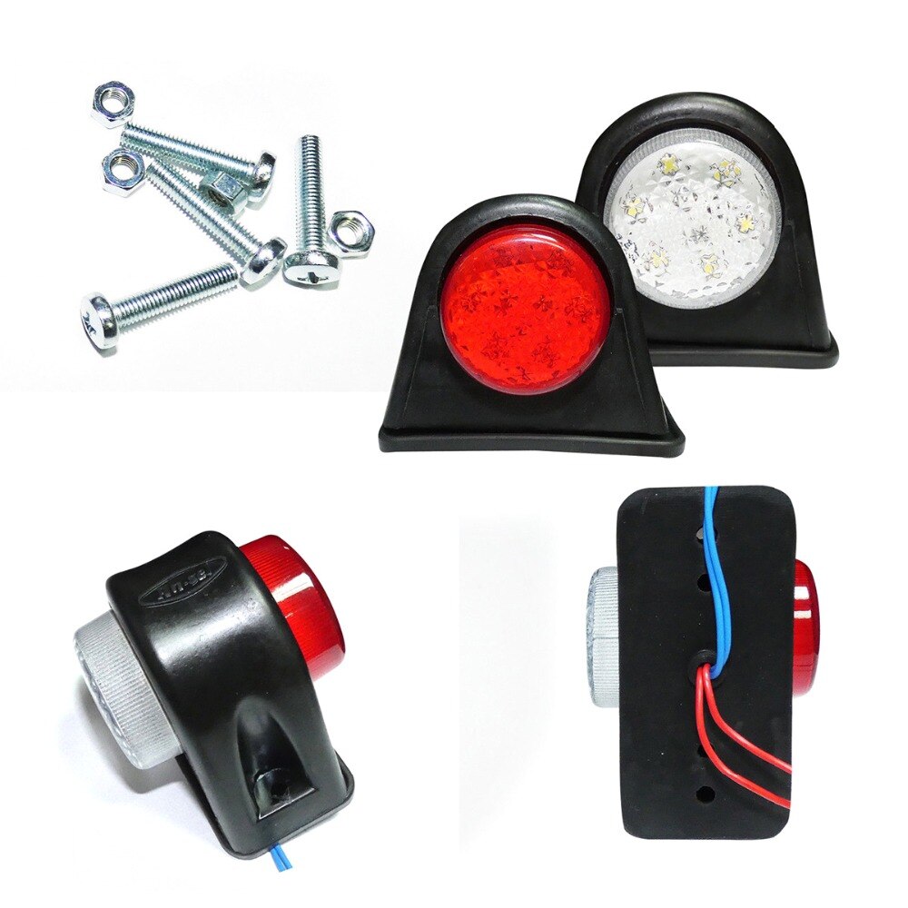 2pc 6 led zijmarkeringslicht met led-verlichting, wit rood, 12 volt, vrachtwagen, geschikt voor alle voertuigen met 12v- systeem