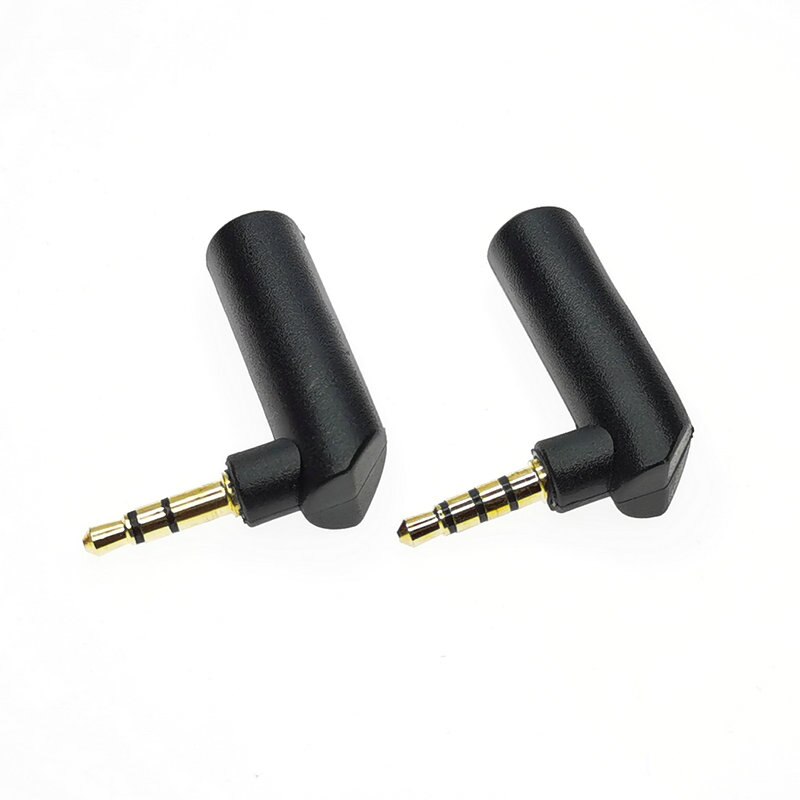 2PCS Gold plated 4Pole Male Audio Stereo Plug Jack Adapter Connector L Shape Right Angle Connector 3.5 jack Female to 3.5mm: 3.5mm / 3Pole