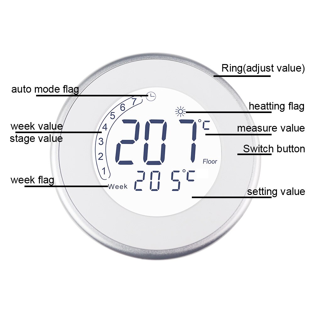 16A Floor Heating Thermostat 85-250V AC Digital Room Temperature Controller Regulator Weekly Programming Children Lock