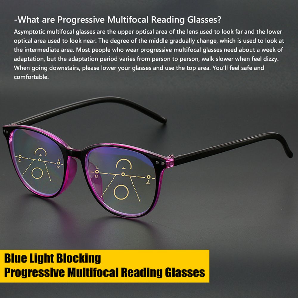 Multifocal Reading Glasses Readers Computer Glasses Progressive Multifocus Glasses for Women &amp; Men Blue Light Blocking