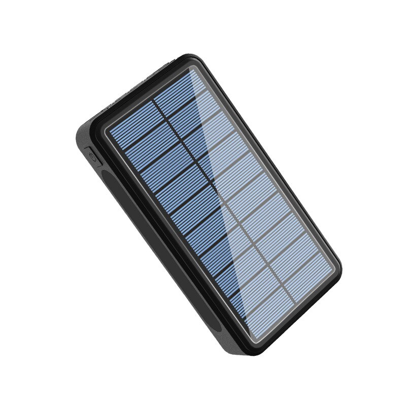Panneau solaire Powerbank 50000mAh avec lampe de poche chargeur Portable 4 USB Type C appauvrbank pour iPad iPhone Samsung Xiaomi batterie d'alimentation: Black