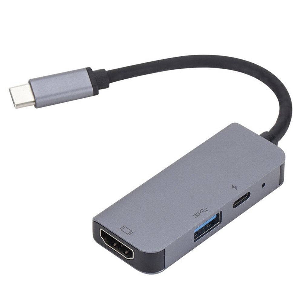 Portable 3 in 1 USB 3.1 Type-C HUB Converter Aluminum Alloy 4K HDMI 87W USB-C 5Gbps USB3.0 Adapter for Laptop PC